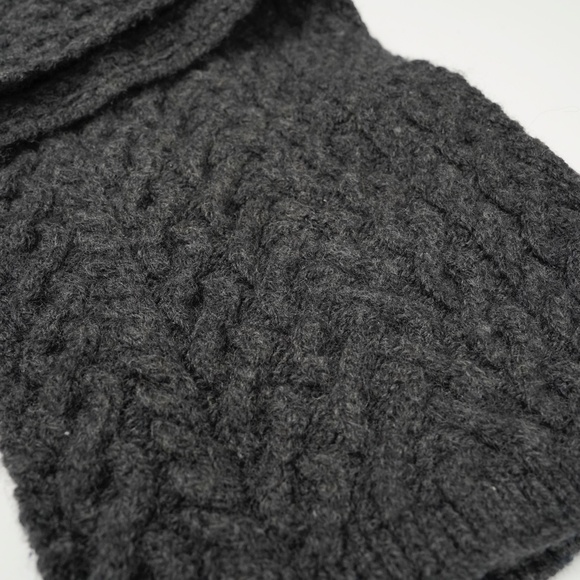 Aran Crafts Merino Wool Cable Knit Scarf Gray Unisex 9x50 Ireland - Picture 2 of 6